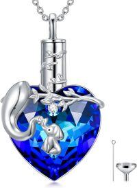 wholesale 925 Sterling Silver Elephant Heart Blue Crystal Cremation Jewelry Urn Pendant Necklace with Funnel and Fill Kit-Elephant