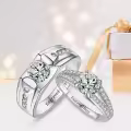 TOUPOP 14k White Gold Plated Moissanite D VVS1 Engagement Wedding Ring Set-0-2