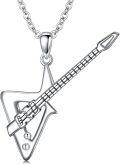 wholesale 925 Sterling Silver Electric Guitar Pendant Necklace for Women Girls Musical Instrument s-0-0