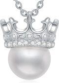 wholesale TOUPOP Pearl Necklace 925 Sterling Silver Butterfly/crown Freshwater White Pearl Pendant Jewelry Birthday Christmas Gifts For Women -0-0