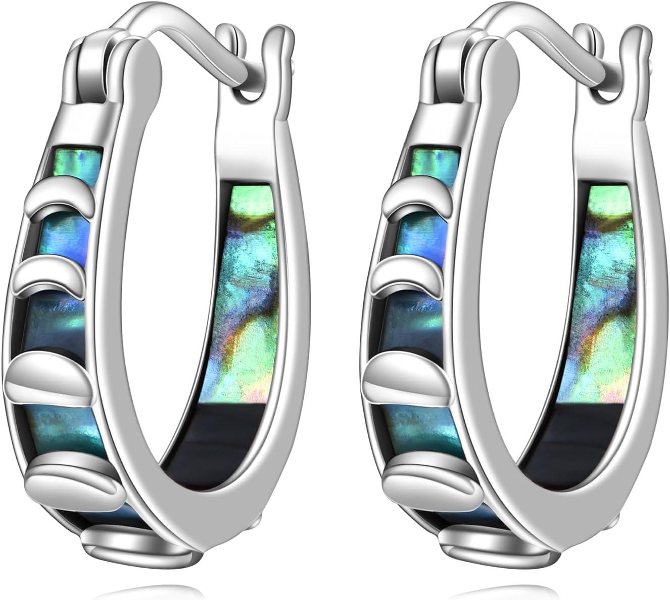 Sterling Silver Hypoallergenic Small Hoop Sun Leaf Triangle Huggie Earrings for Women-H-Moon Hoop-H-Moon Hoop