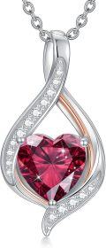 wholesale White Gold Plated Silver & Moissanite 1.5cttw Infinity Heart Birthstone Necklace with July Gemstone, Adjustable Chain, Gift Box-0-0