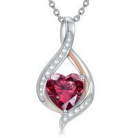 wholesale White Gold Plated Silver & Moissanite 1.5cttw Infinity Heart Birthstone Necklace with July Gemstone, Adjustable Chain, Gift Box-G-July