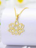 wholesale 14K Gold Moonstone Lotus Flower Pendant Necklaces - Soberity Spiritual Gifts for Women-0-4