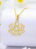 TOUPOP 14K Gold Moonstone Lotus Flower Necklace, AA Pendant Gift for Women-0-3