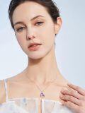 wholesale 925 Sterling Silver Purple Crystal Heart Pendant - Mother & Daughter Forever Love Necklace-0-4