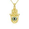 TOUPOP 14k Gold Hamsa Evil Eye Necklace, Star of David Pendant-0-0