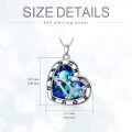 wholesale 925 Sterling Silver Blue Crystal Heart Zodiac Constellation Pendant Necklace-0-2