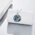 wholesale 925 Sterling Silver Blue Wolf Pendant Necklace-0-2