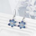 wholesale 925 Sterling Silver Blue Flower Drop Earrings with Leverback Hooks for Women's Holiday Gifts-0-3
