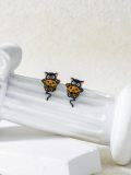 wholesale 925 Sterling Silver Black Cat Pumpkin Stud Earrings Halloween Gift for Women-0-2