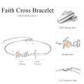 wholesale 925 Sterling Silver Faith Cross Heart Chain Bracelet Elegant Jewelry Gift-0-5