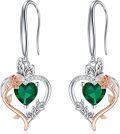 wholesale TOUPOP Emerald May Birthstone Earrings Sterling Silver Rose Heart Emerald Earrings Heart Butterfly Earrings Jewelry Anniversary Birthday Christmas Gifts For Women Her Wife Girlfriend Mom -0-0