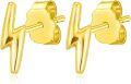 wholesale 14K Solid Gold Lightning Stud Earrings, Hypoallergenic Elegant Jewelry for Women-0-0