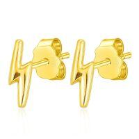 wholesale 14k Yellow Gold Lightning Bolt Stud Earrings For Women-Gold Lightning Stud 14k Gold