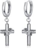 wholesale 925 Sterling Silver & Black Gold Plated Cross Huggie Hoop Earrings for Men and Women-0-0