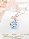 wholesale 925 Sterling Silver Crystal Bow Teardrop Birthstone Pendant Necklace-0-4