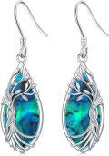 wholesale 925 Sterling Silver Abalone Shell Tree of Life Dangle Earrings for Women's Gifts-0-0