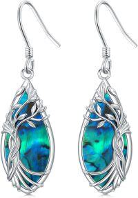 wholesale 925 Sterling Silver Abalone Shell Tree of Life Dangle Earrings for Women's Gifts-Abalone Shell C