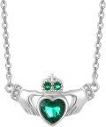 wholesale 925 Sterling Silver Emerald Heart Claddagh Pendant Necklace for Women Irish s-0-0