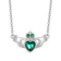 wholesale 925 Sterling Silver Emerald Heart Claddagh Pendant Necklace for Women Irish s-0-0