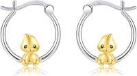wholesale 925 Sterling Silver Chick Hoop Earrings - Cute Farm Animal s for Women Girls-Duck