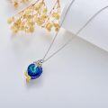 wholesale 925 Sterling Silver Blue Crystal Heart Mermaid Pendant Necklace s for Women-0-2