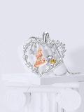 wholesale 925 Sterling Silver Alice In Wonderland Rabbit & Clock Heart Pendant Necklace Gift For Women-0-1