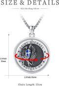 wholesale 925 Sterling Silver Saint Michael Pendant Necklace with Blue Enamel Shield Protection Charm for Men & Women Christian Gifts-0-1