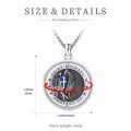 wholesale 925 Sterling Silver Oxidized Saint Michael Archangel Rotating Medal Pendant Necklace-0-1