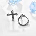 wholesale Silver Cross Design Studs - 925 Sterling Silver 3D Crucifix Ear Piercing Jewelry for Men & Women (Black)-0-1