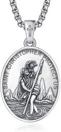 wholesale 925 Sterling Silver St Christopher Protectus Pendant Necklace w/ 3mm 26 Chain-0-0