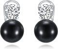 wholesale Freshwater Cultured Black Pearl Earrings For Women S925 Sterling Silver Clip On Drop Earrings Anniversary Jewelry Christmas Valentine Mothers Day Birthday Gifts For Women Her Wife -0-0