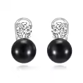 TOUPOP Sterling Silver Freshwater Cultured Black Pearl Clip On Drop Earrings-0-0