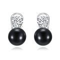 TOUPOP Sterling Silver Freshwater Cultured Black Pearl Clip On Drop Earrings-0-0