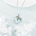 wholesale 925 Sterling Silver Moonstone Wave & Palm Tree Heart Pendant Necklace-0-3