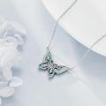wholesale 925 Sterling Silver Abalone Shell Butterfly Pendant Necklace with CZ Stones for Women Girls s 45cm Chain Length-0-2