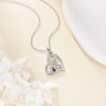 wholesale 925 Sterling Silver Cat Necklace for Women - Heart-Shaped Pendant with Cats s-0-4