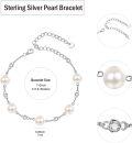 wholesale 925 Sterling Silver Chain with White Freshwater Pearls and Cubic Zirconia Stones Bracelet for Women-0-2
