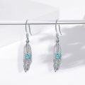 wholesale 925 Sterling Silver Turquoise & Moonstone Feather Drop Earrings-0-5