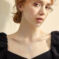 wholesale 925 Sterling Silver Double Heart Mom Pendant Necklace Cubic Zirconia Two Tone Rose Gold-0-3