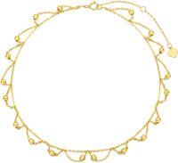 wholesale 14K Gold Chain with Faceted Beads and Heart Charm Ankle Anklet for Women - Adjustable Size (9-10)-Yellow Gold