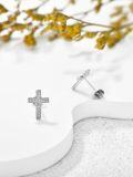wholesale White Gold Plated 925 Sterling Silver Cubic Zirconia Cross Stud Earrings for Women-0-1