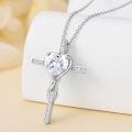 TOUPOP Sterling Silver April Birthstone Diamond Cross Necklace For Women-0-4