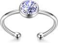 wholesale 925 Sterling Silver & Austrian Crystal June Birthstone Ring – Adjustable, 14K White Gold Plated, Hypoallergenic, Gift for Women-0-1