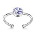 wholesale 925 Sterling Silver C Shaped Ring With Clear Round Crystal-0-1