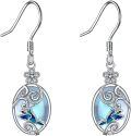 wholesale 925 Sterling Silver Blue Moonstone Hummingbird Filigree Oval Drop Earrings-0-0
