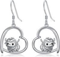 wholesale 925 Sterling Silver Yak Pendant Drop Earrings for Women Girls-A-Highland Cow