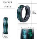 wholesale 925 Sterling Silver Turquoise Inlay Black Hoop Huggies - Punk Gothic Jewelry for Women & Men-0-1