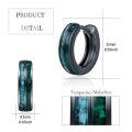 wholesale 925 Sterling Silver Turquoise Inlay Black Hoop Huggies - Punk Gothic Jewelry for Women & Men-0-1